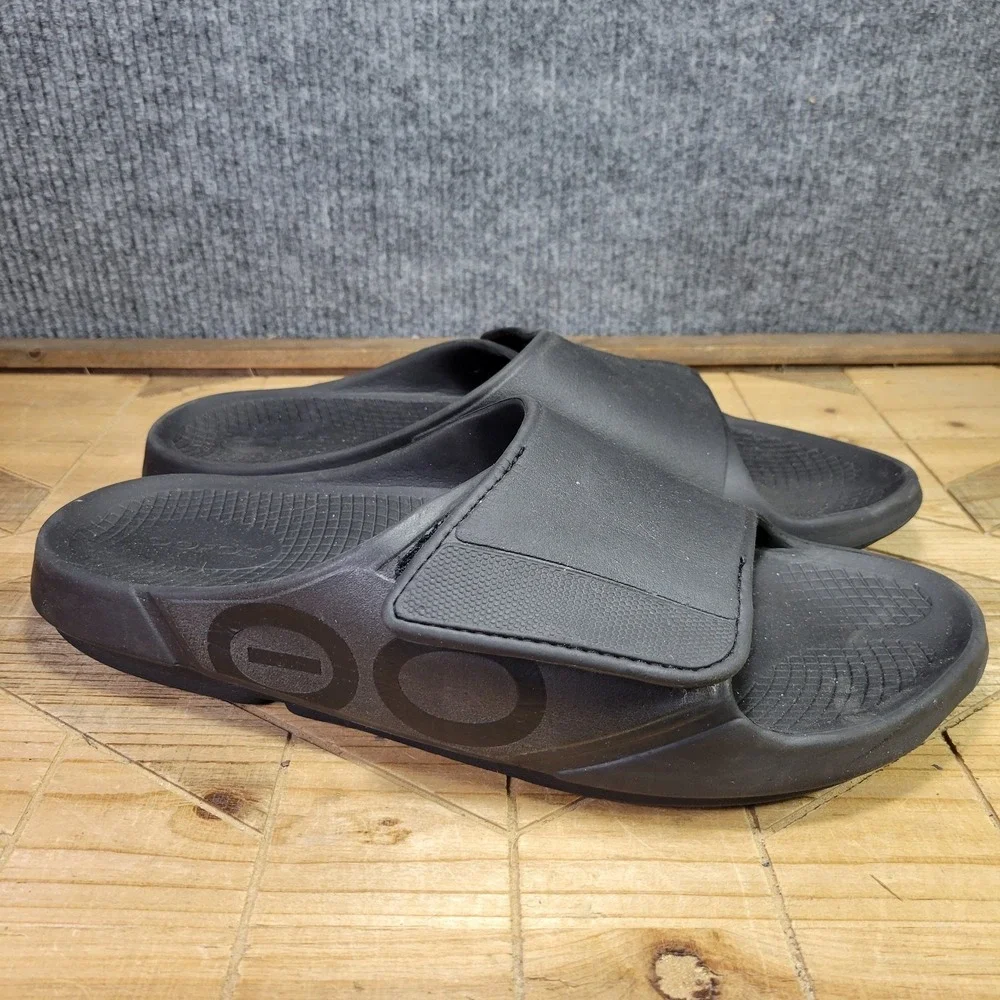 OOFOS OOahh Sport Flex Mens 16 Sandal Matte Black Recovery Slides Comfort Shoes